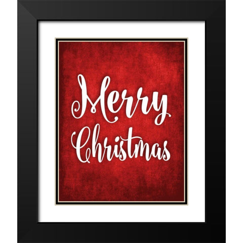 Merry Christmas Black Modern Wood Framed Art Print with Double Matting by Robinson, Tamara
