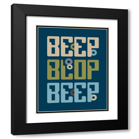 Robot Quote Black Modern Wood Framed Art Print with Double Matting by Robinson, Tamara