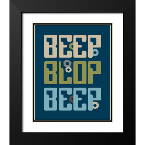 Robot Quote Black Modern Wood Framed Art Print with Double Matting by Robinson, Tamara