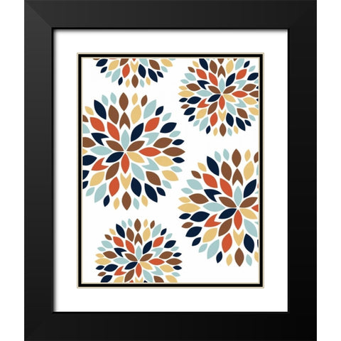 Flower Petal Burst Black Modern Wood Framed Art Print with Double Matting by Robinson, Tamara