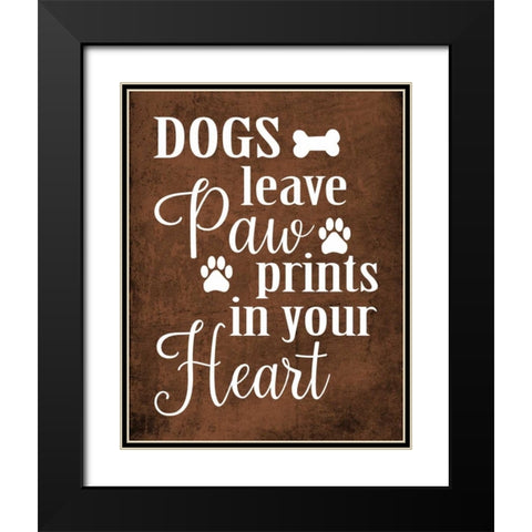 Dog Paw Prints Black Modern Wood Framed Art Print with Double Matting by Robinson, Tamara