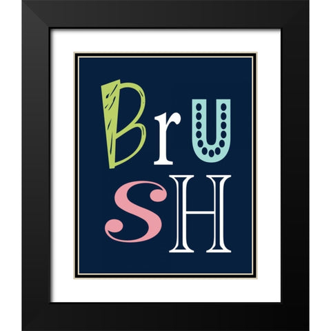 Brush on Navy Black Modern Wood Framed Art Print with Double Matting by Robinson, Tamara