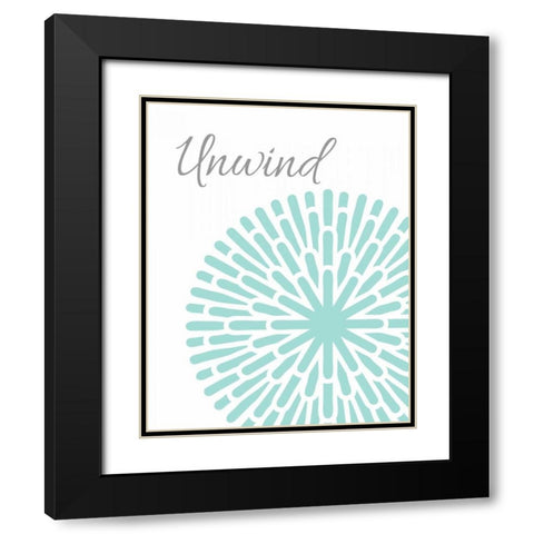 Unwind Aqua Grey Burst Black Modern Wood Framed Art Print with Double Matting by Robinson, Tamara