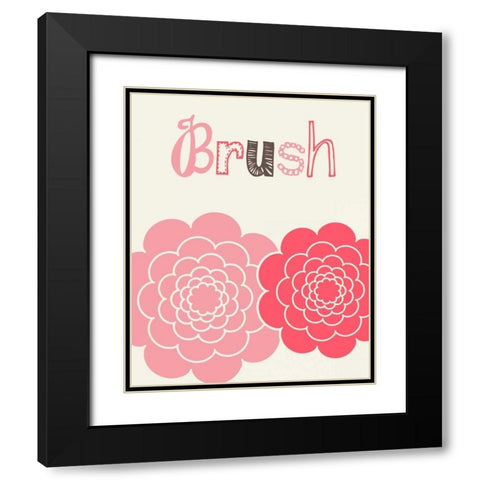 Flower Brush Black Modern Wood Framed Art Print with Double Matting by Robinson, Tamara