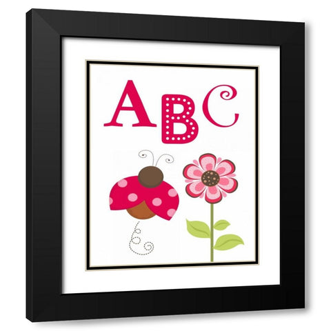 Ladybug ABC Black Modern Wood Framed Art Print with Double Matting by Robinson, Tamara