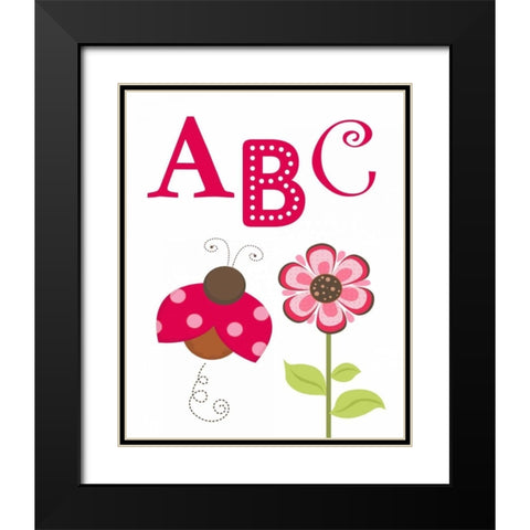 Ladybug ABC Black Modern Wood Framed Art Print with Double Matting by Robinson, Tamara