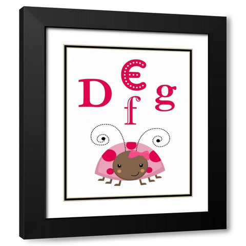 Ladybug DEFG Black Modern Wood Framed Art Print with Double Matting by Robinson, Tamara