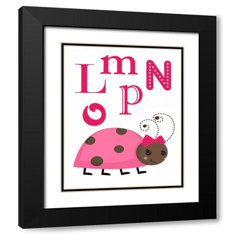 Ladybug LMNOP Black Modern Wood Framed Art Print with Double Matting by Robinson, Tamara
