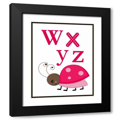 Ladybug WXYZ Black Modern Wood Framed Art Print with Double Matting by Robinson, Tamara