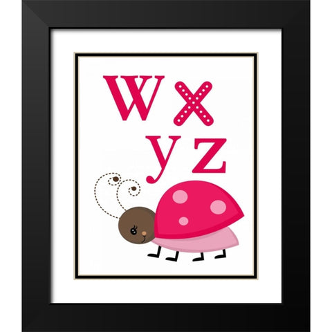 Ladybug WXYZ Black Modern Wood Framed Art Print with Double Matting by Robinson, Tamara