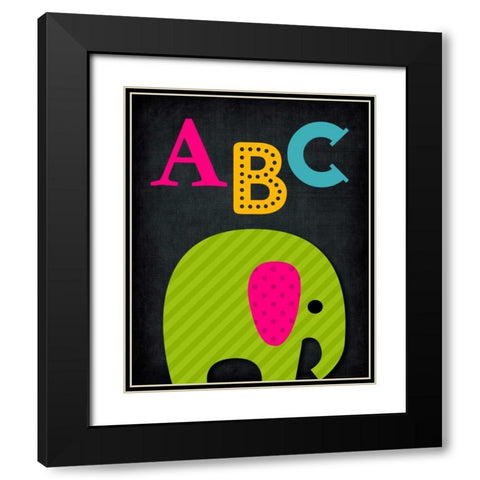 ABC Animal Black Modern Wood Framed Art Print with Double Matting by Robinson, Tamara