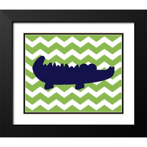 Chevron Alligator Black Modern Wood Framed Art Print with Double Matting by Robinson, Tamara