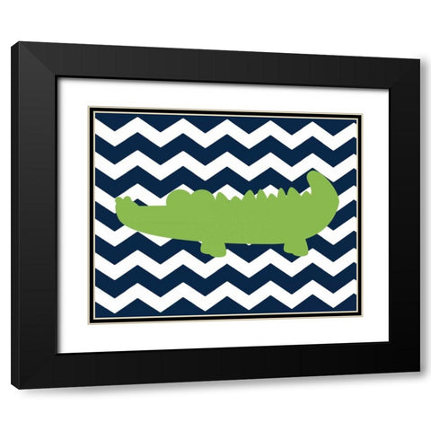 Chevron Alligator II Black Modern Wood Framed Art Print with Double Matting by Robinson, Tamara