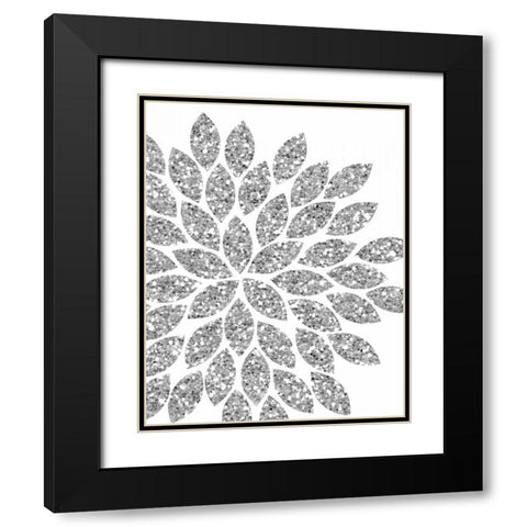 Silver Glitter Flower Black Modern Wood Framed Art Print with Double Matting by Robinson, Tamara
