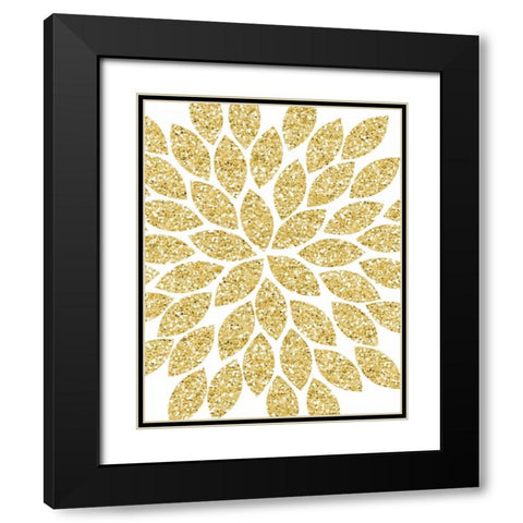Gold Glitter Flower Black Modern Wood Framed Art Print with Double Matting by Robinson, Tamara