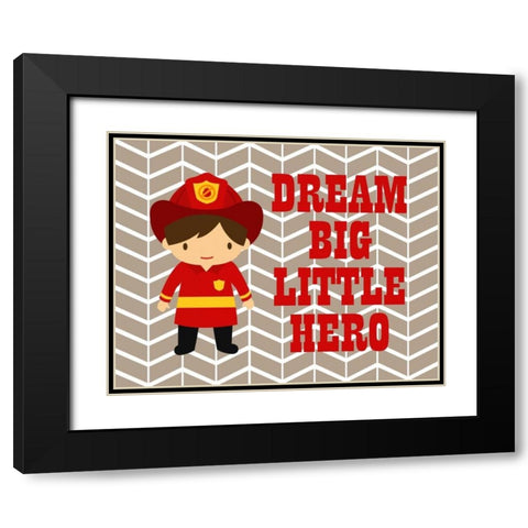 Dream Big Little Hero Black Modern Wood Framed Art Print with Double Matting by Robinson, Tamara