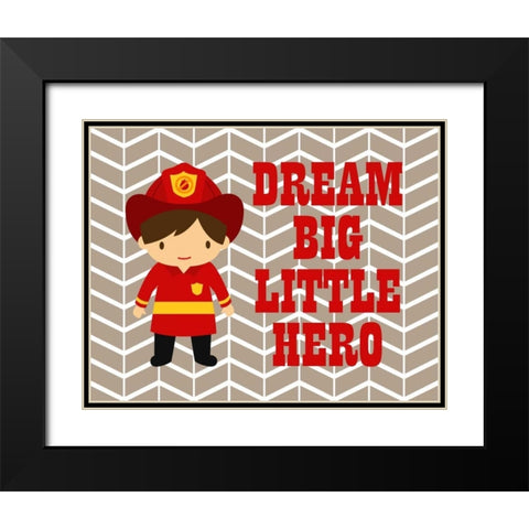 Dream Big Little Hero Black Modern Wood Framed Art Print with Double Matting by Robinson, Tamara