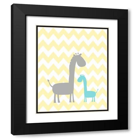 Chevron Giraffe Black Modern Wood Framed Art Print with Double Matting by Robinson, Tamara