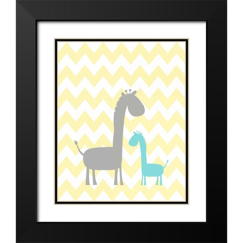 Chevron Giraffe Black Modern Wood Framed Art Print with Double Matting by Robinson, Tamara