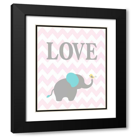 Chevron Elephant Black Modern Wood Framed Art Print with Double Matting by Robinson, Tamara