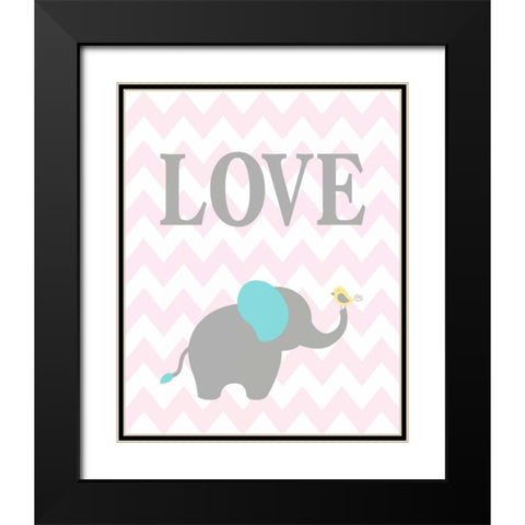 Chevron Elephant Black Modern Wood Framed Art Print with Double Matting by Robinson, Tamara