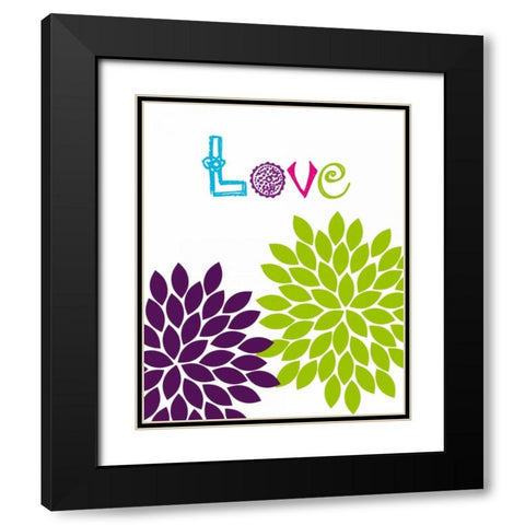 Love Flower Black Modern Wood Framed Art Print with Double Matting by Robinson, Tamara