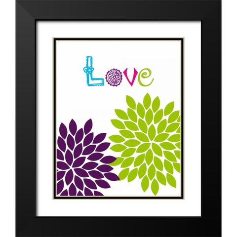 Love Flower Black Modern Wood Framed Art Print with Double Matting by Robinson, Tamara
