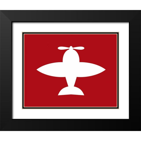 Airplane on Red Black Modern Wood Framed Art Print with Double Matting by Robinson, Tamara