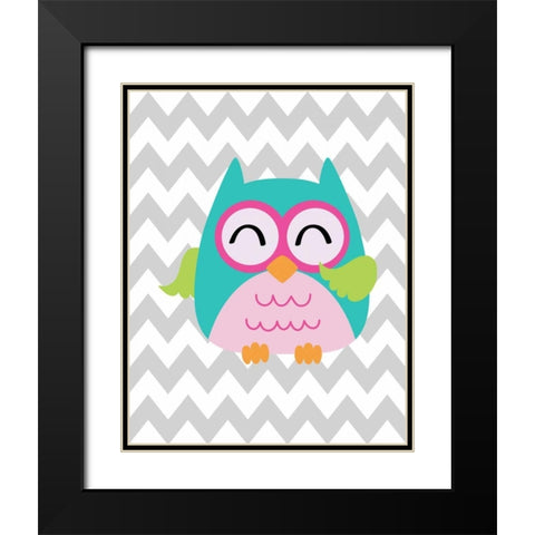 Owl Wash Brush Chevron Black Modern Wood Framed Art Print with Double Matting by Robinson, Tamara