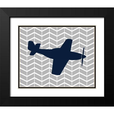 Plane II Black Modern Wood Framed Art Print with Double Matting by Robinson, Tamara