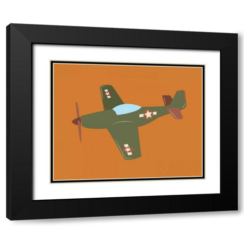 Plane V Black Modern Wood Framed Art Print with Double Matting by Robinson, Tamara