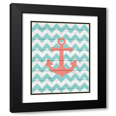Nautical Anchor Black Modern Wood Framed Art Print with Double Matting by Robinson, Tamara