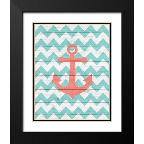 Nautical Anchor Black Modern Wood Framed Art Print with Double Matting by Robinson, Tamara