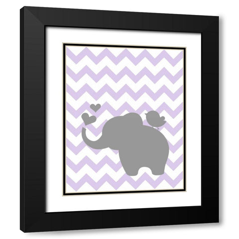 Elephant Bird Chevron Black Modern Wood Framed Art Print with Double Matting by Robinson, Tamara