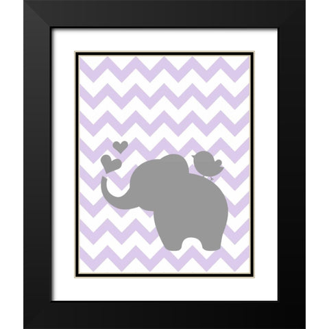 Elephant Bird Chevron Black Modern Wood Framed Art Print with Double Matting by Robinson, Tamara