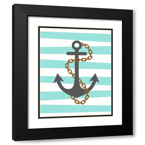 Pirate Anchor Black Modern Wood Framed Art Print with Double Matting by Robinson, Tamara