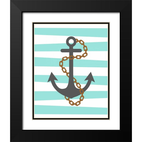 Pirate Anchor Black Modern Wood Framed Art Print with Double Matting by Robinson, Tamara