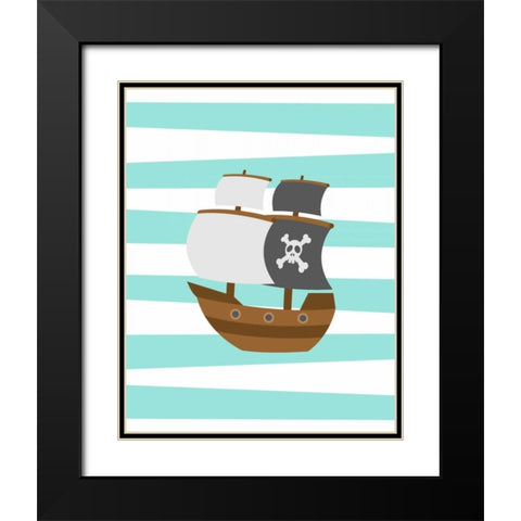 Pirate Boat Black Modern Wood Framed Art Print with Double Matting by Robinson, Tamara