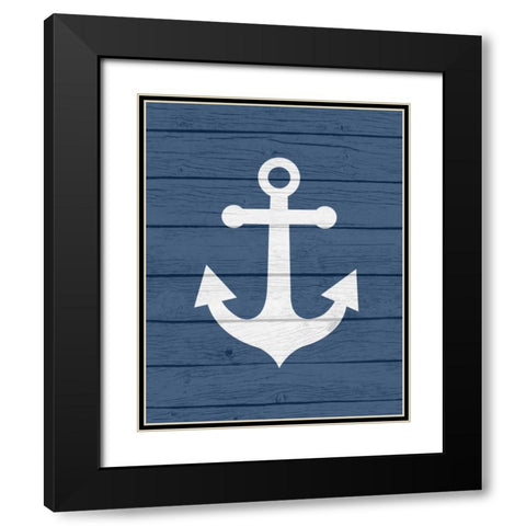 Nautical Anchor Black Modern Wood Framed Art Print with Double Matting by Robinson, Tamara