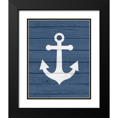 Nautical Anchor Black Modern Wood Framed Art Print with Double Matting by Robinson, Tamara