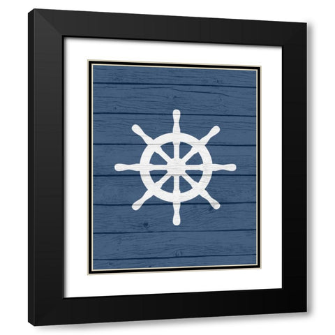 Nautical Wheel Black Modern Wood Framed Art Print with Double Matting by Robinson, Tamara