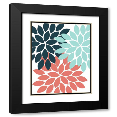 Trio Flower Burst Black Modern Wood Framed Art Print with Double Matting by Robinson, Tamara