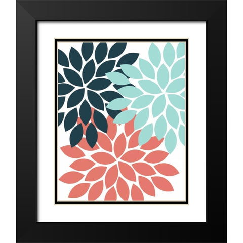 Trio Flower Burst Black Modern Wood Framed Art Print with Double Matting by Robinson, Tamara
