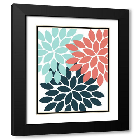 Trio Flower Burst II Black Modern Wood Framed Art Print with Double Matting by Robinson, Tamara