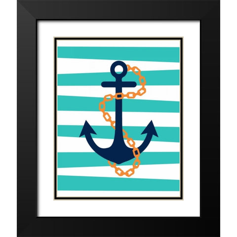 Pirate Anchor II Black Modern Wood Framed Art Print with Double Matting by Robinson, Tamara