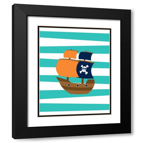 Pirate Boat II Black Modern Wood Framed Art Print with Double Matting by Robinson, Tamara