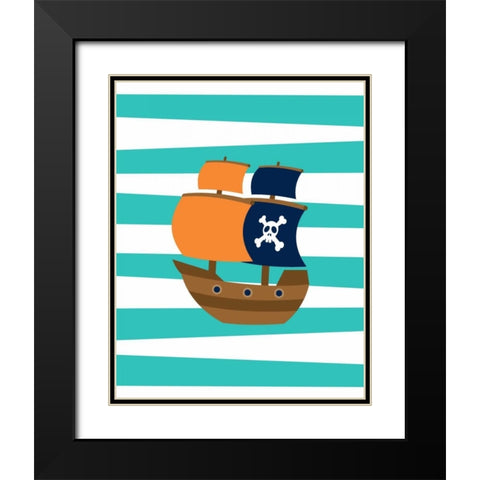 Pirate Boat II Black Modern Wood Framed Art Print with Double Matting by Robinson, Tamara
