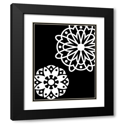Black and White Mandala Black Modern Wood Framed Art Print with Double Matting by Robinson, Tamara