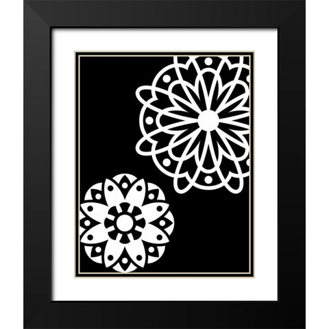 Black and White Mandala Black Modern Wood Framed Art Print with Double Matting by Robinson, Tamara