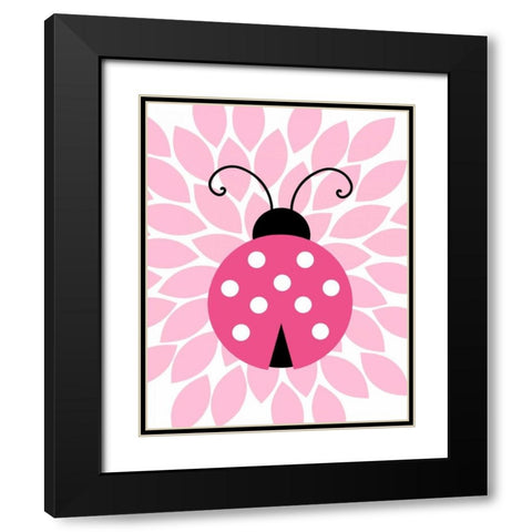 Pink Ladybug I Black Modern Wood Framed Art Print with Double Matting by Robinson, Tamara